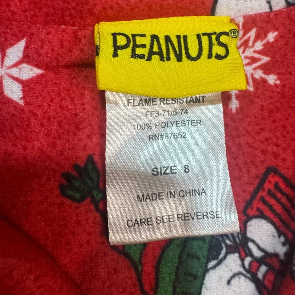 Kids Peanuts Snoopy Charlie Brown Christmas Pajama Set Size 8 Flame Resistant‎